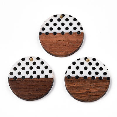 Printed Opaque Resin & Walnut Wood Pendants