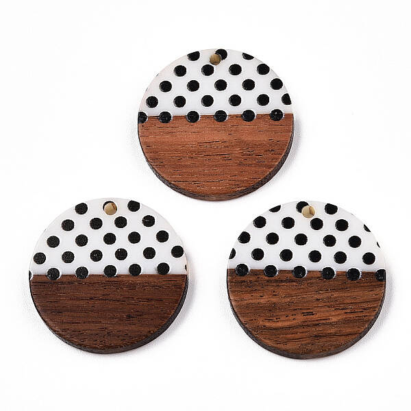 Printed Opaque Resin & Walnut Wood Pendants
