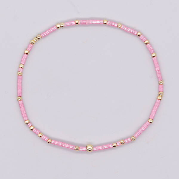 Bohemian Style Rainbow Glass & Brass Beaded Handmade Fashion Women's Bracelet