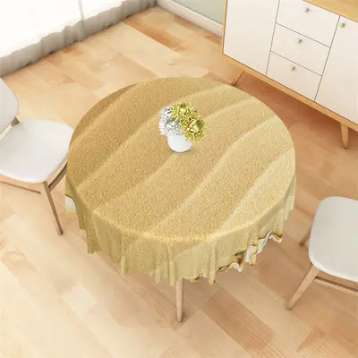 Assorted Gold Lines Sand Simple Round Tablecloth - Aperturee