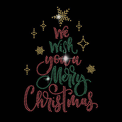 Christmas Tree Pattern Glass Hotfix Rhinestone