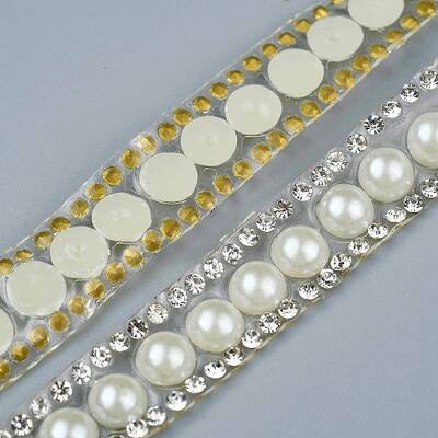 GORGECRAFT 4 Yards White Beaded Crystal Rhinestone Applique Pearl Fringe Trim for Dress Bridal Wedding Decoration