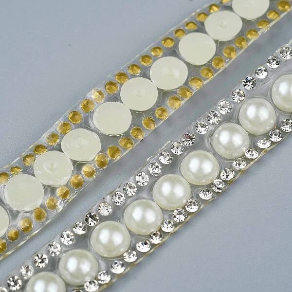 GORGECRAFT 4 Yards White Beaded Crystal Rhinestone Applique Pearl Fringe Trim for Dress Bridal Wedding Decoration