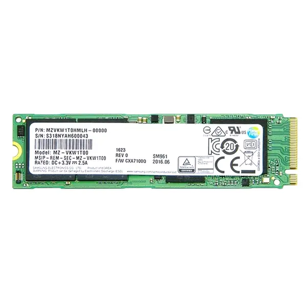 Samsung MZVKW1T0HMLH-00000 | SM961 Series 1TB M.2 2280 PCI Express NVMe 3.0x4 Multi-Level Cell Solid State Drive