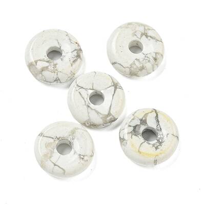 Natural Howlite Donut/Pi Disc Charms