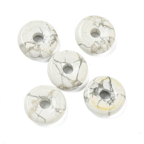 Natural Howlite Donut/Pi Disc Charms