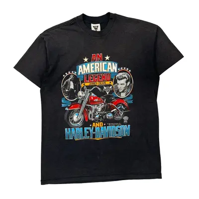 1980S James Dean Harley Davidson Ssi Graphic T-Shirt - XL Black Cotton Blend