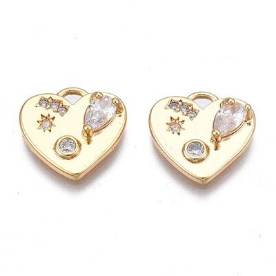 Brass Micro Pave Cubic Zirconia Charms