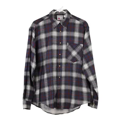 The Big Apple Checked Flannel Shirt - Large Blue Cotton