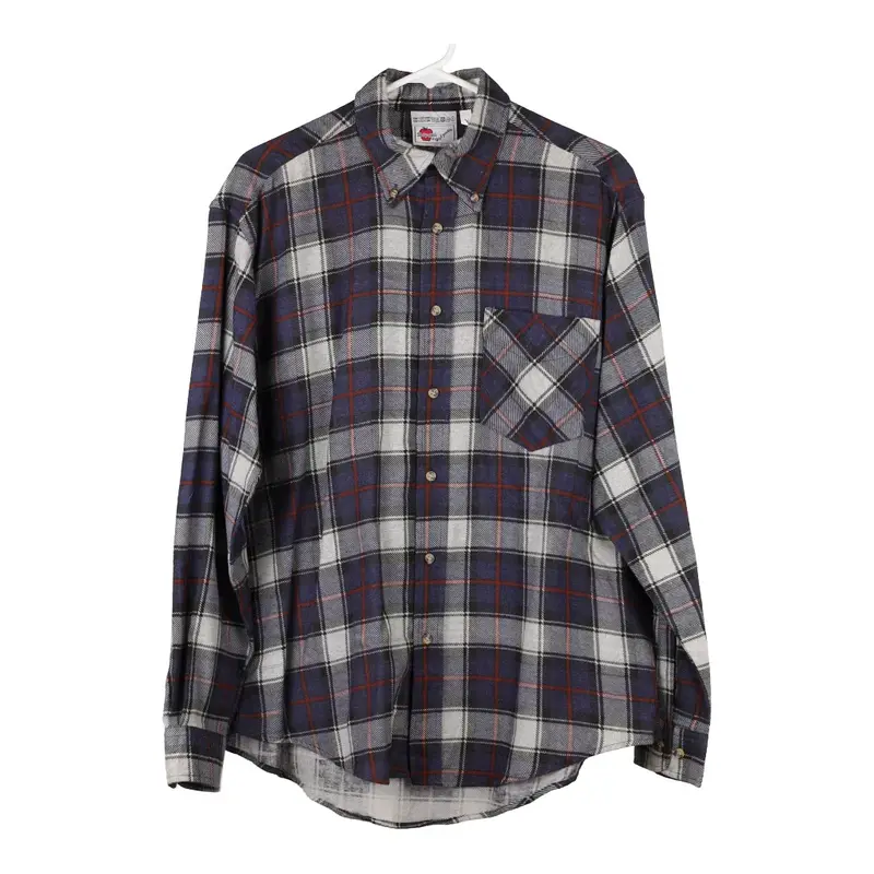 The Big Apple Checked Flannel Shirt - Large Blue Cotton