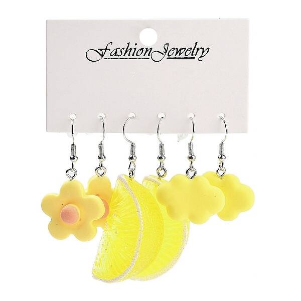 3 Styles Summer Flower & Lemon & Cloud Acrylic Dangle Earring Sets for Women