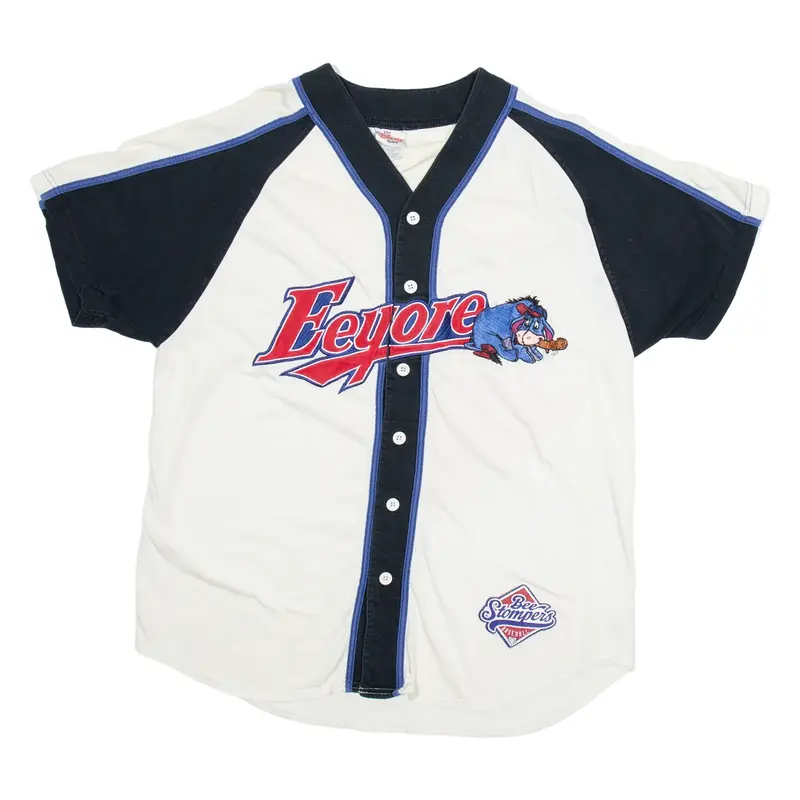 THE DISNEY STORE Eeyore Mens Jersey Cream USA Button Neck M