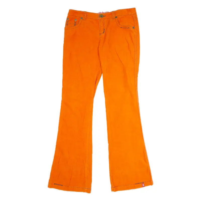 EDC BY ESPRIT Womens Corduroy Trousers Orange Regular Flared W32 L33