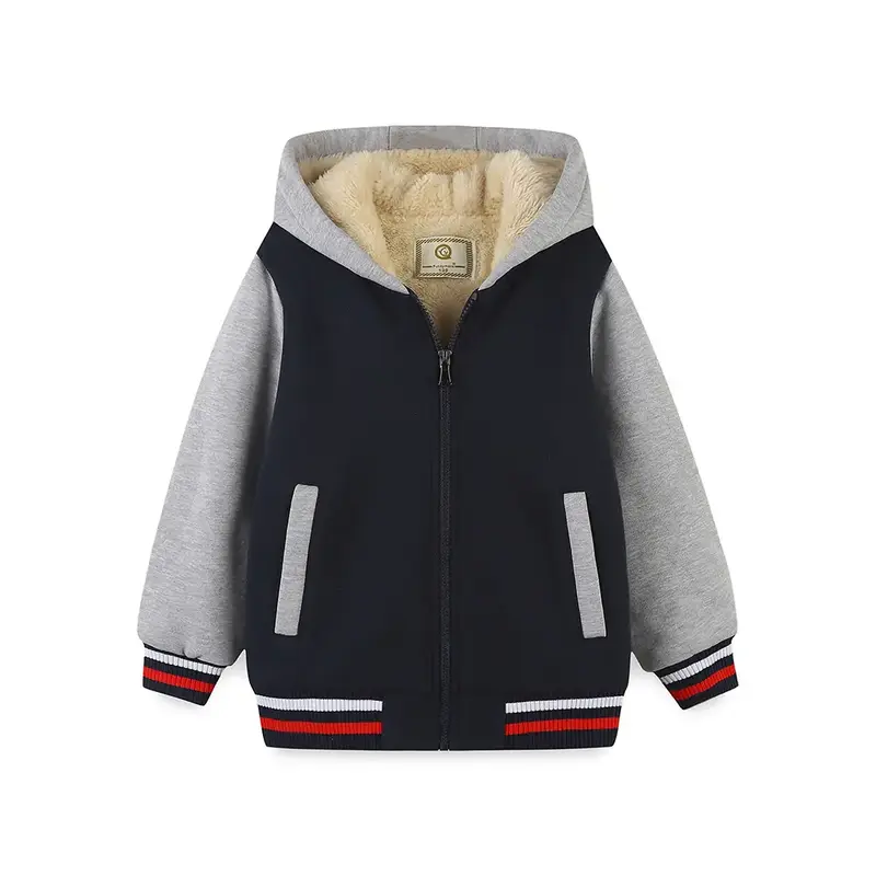 Boy's Jacket Hoodie Sherpa Fleece lined Spring Fall Winter School Warm Soft Comfy Zip Up Coat Clothes Outfits Sweatshirt Blac...