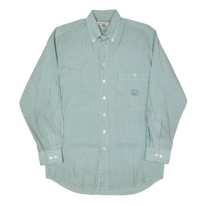 DUBBIN & HOLLINSHEAD Shirt Green 90s Striped Long Sleeve Mens S