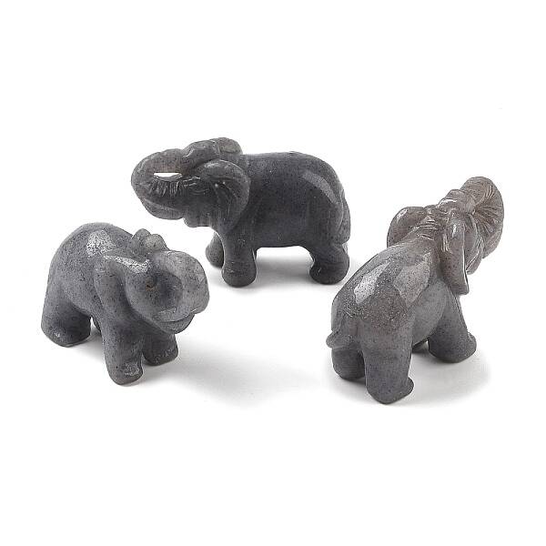Dyed & Heated Natural Blue Aventurine Carved Elephant Decorations
