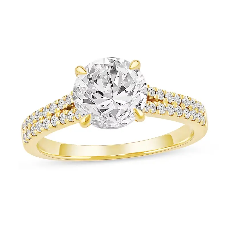 10K Gold 1 to 3.5 CT. T.W Round Cut Lab Created Diamond Engagement Ring D VVS1 Clarity 3EX IGI Certified