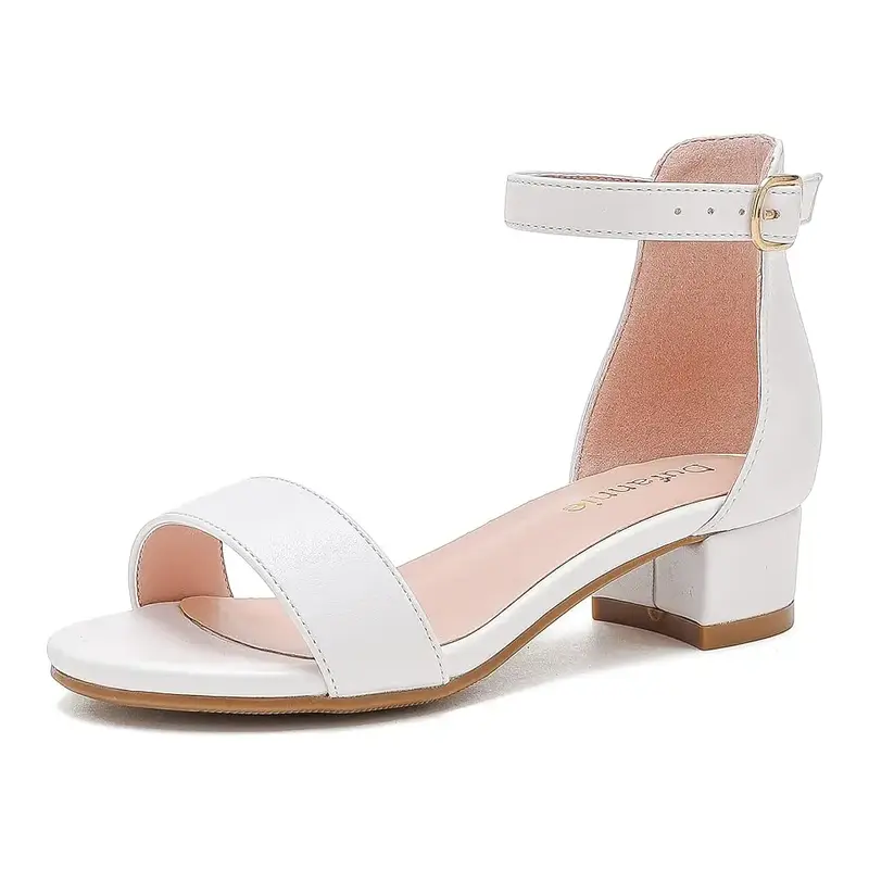 Girls Sandals Low Heels Dress Pump Ankle Strap Open Toe Flower Girl Wedding Party for Toddler Little Big Kid