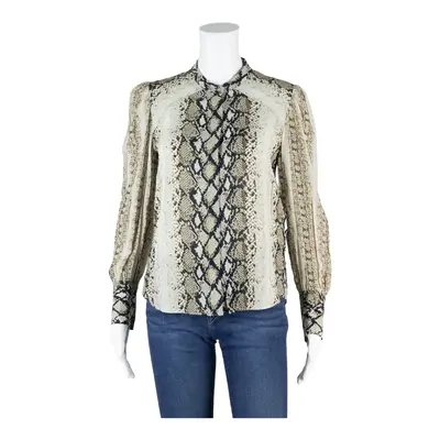 JOIE Snake print Blouse Brown Viscose Long Sleeve Womens XXS