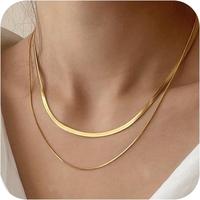 TEWIKY Dainty Herringbone Snake Chain Necklace Layered Herringbone Necklace Jewelry Gifts for Women Teen Girls For Christmas ...