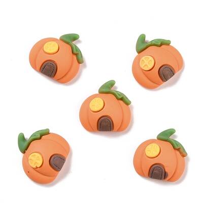 Autumn Theme Pumpkin House Opaque Resin Cabochons