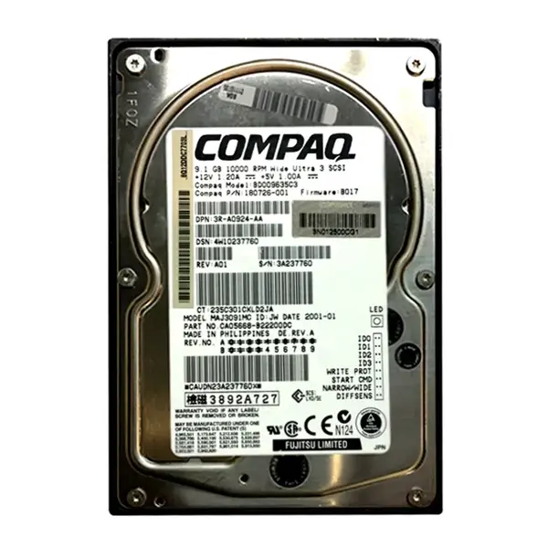 180726-001 Compaq 9.1GB Ultra-160 SCSI 10000 3.5-inch Hard Drive