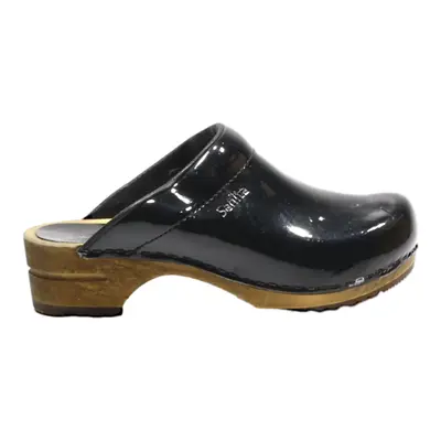 SANITA Clog Shoes Black Leather Womens UK 4