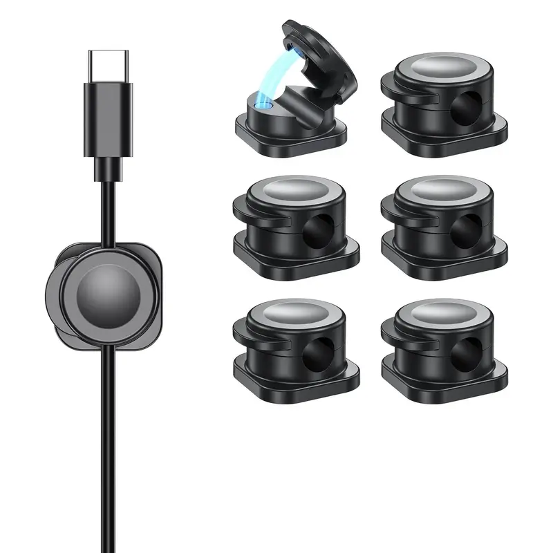Magnetic Cable Clip, 6 Counts/set Adhesive Cable Management Holder, Cable Organizer, Desk Organizer for Home Office, Computer...
