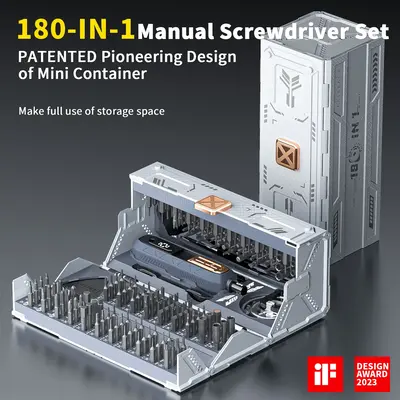 180in1 Screwdriver Set, MANUAL Precision Screwdriver Set with Pick-up Screwdriver Bits, Quintic-Fold and Case Design, Magneti...