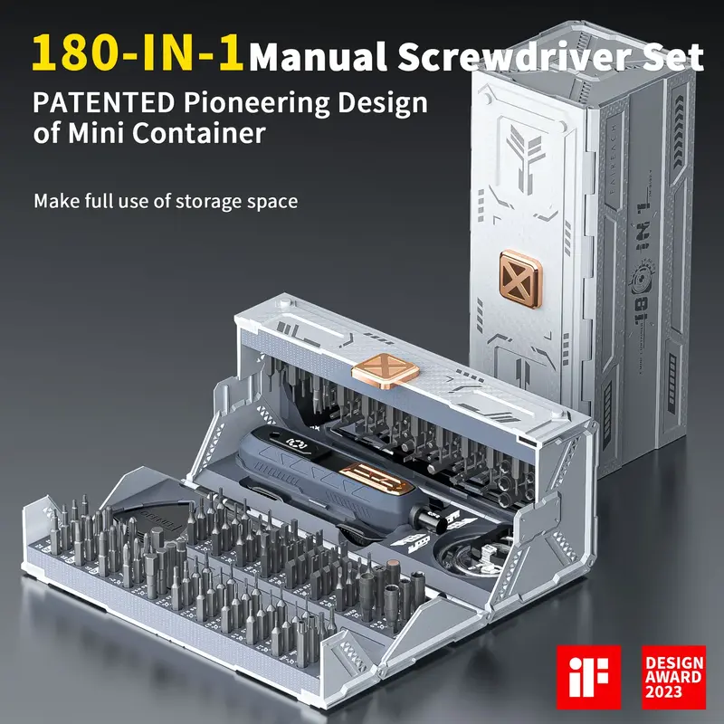180in1 Screwdriver Set, MANUAL Precision Screwdriver Set with Pick-up Screwdriver Bits, Quintic-Fold and Case Design, Magneti...
