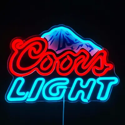 Beer Neon Sign LED Neon Beer Bar Signs for Man Cave Decor Beer Logo Sign with Mountain Pattern Printing Chill Mountain Home B...
