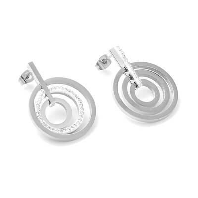Rhinestone Multi-Ring Dangle Stud Earrings