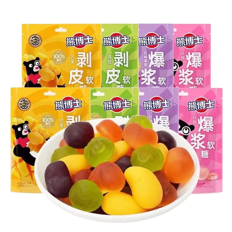 Xufuji Dr. Bear Peeling Gummy Candy. 100% Fruit Juice Gummy Candy with Exploding Pulp. 60g Children's QQ Rubber Gummy Candy i...