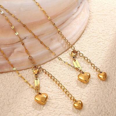 304 Stainless Steel Double Heart Pendant Necklaces for Women