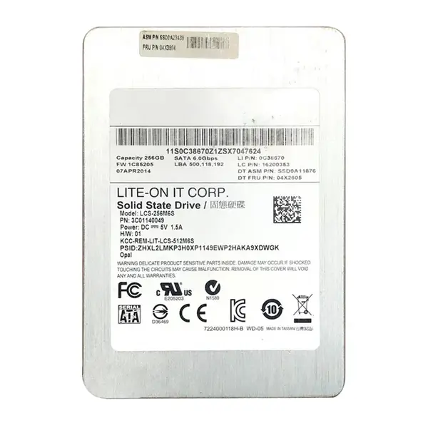 04X3804 Lenovo 256GB Multi-Level Cell SATA 6Gb/s 2.5-Inch Solid State Drive