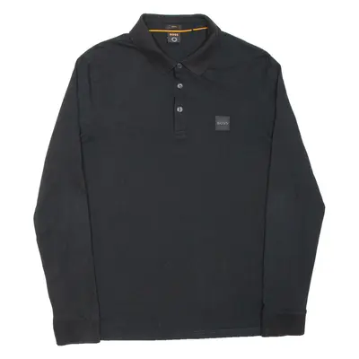 BOSS Slim Fit Mens Polo Shirt Black Long Sleeve XL