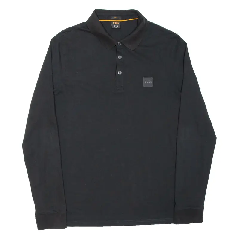 BOSS Slim Fit Mens Polo Shirt Black Long Sleeve XL