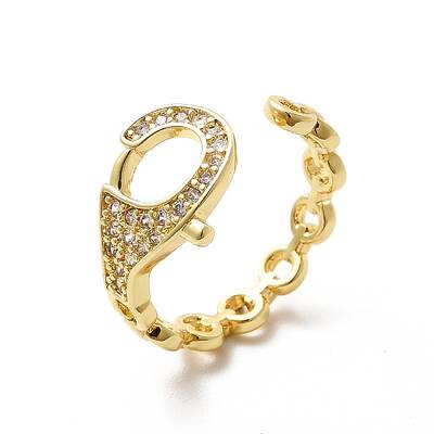 Clear Cubic Zirconia Clasp Shape Open Cuff Ring