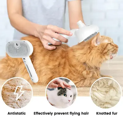 【A11】One-Touch Pet Hair Remover Brush – Shedding Comb with Spray, Gentle Massage & Deep Cleaning for Furry Friends-cmpw