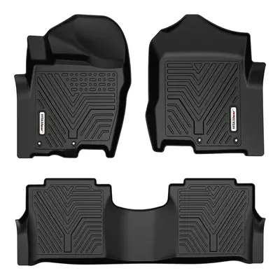 All-Weather Custom Fit Floor Mats for 2017-2021 Nissan Titan & Titan XD Crew Cab (with 1st Row Bucket Seat), 1st & 2nd Row Fl...