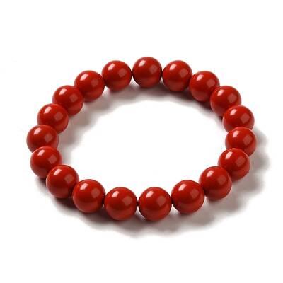 10mm Round Cinnabar Mala Beaded Stretch Bracelets