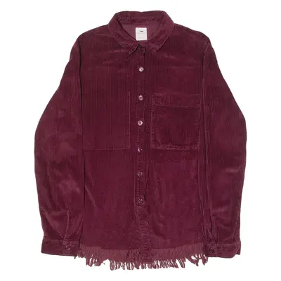 LOIS Tasseled Womens Corduroy Shirt Maroon Long Sleeve L