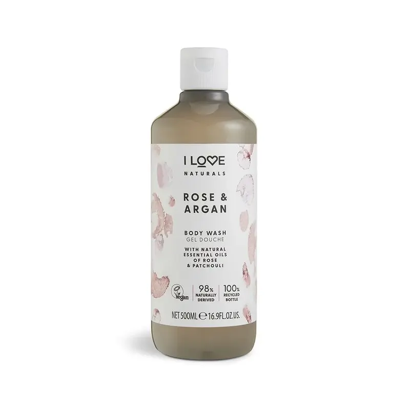 I Love, Naturals Collection, Vegan, Moisturizing, Rose & Argan, Body Cleanser, 500 ml