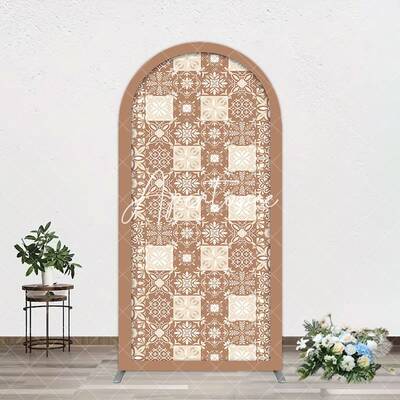 Aperturee Vintage Brown Plaid Floral Pattern Arch Backdrop, 1.6X4FT(0.5X1.2M), 38.18 USD, arch backdrop kit, GDDM0Y12-A