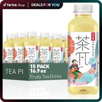 Tea PI Iced Tea – Sweet Iced Fruit Tea Bottles, Real Juice, -16.9 fl oz, 500mL, 15 Pack Beverage green floral Oolong Health...