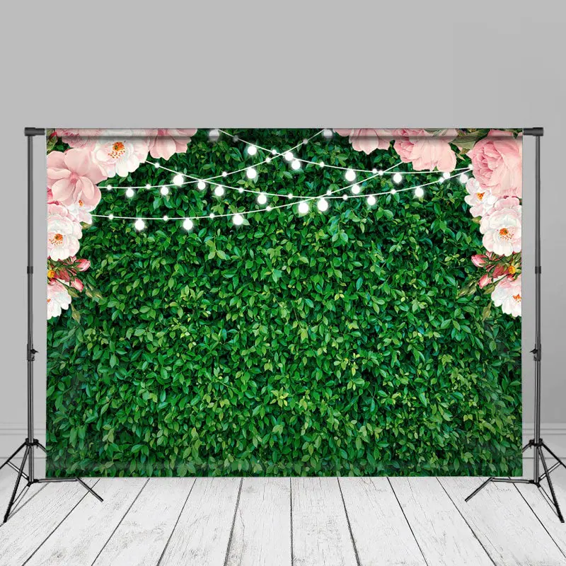 Pink Floral Green Leaves Spring Backdrop For Photo - Aperturee