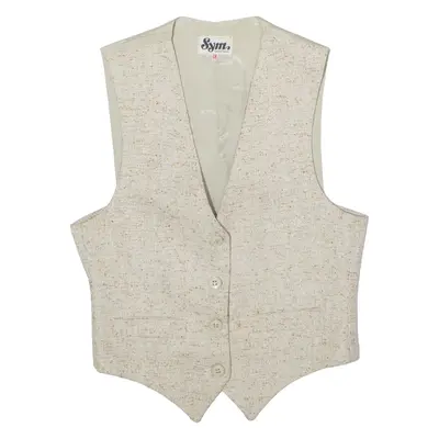 SYM Womens Blazer Waistcoat Cream Knit Wool 80s UK 12