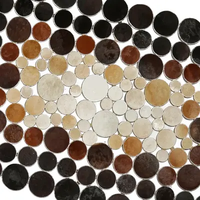 Brown Cowhide Polka Dot Patchwork Rug