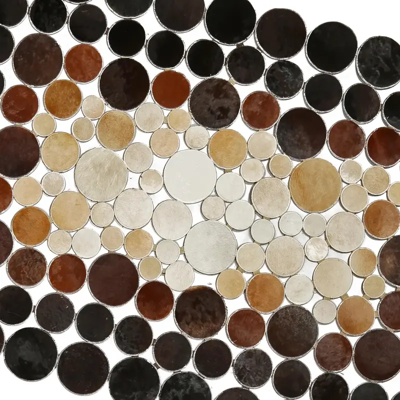Brown Cowhide Polka Dot Patchwork Rug
