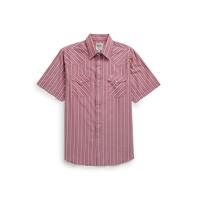 Men's Ely Cattleman Short Sleeve Americana Stripe Western Snap Shirt- Red & Blue